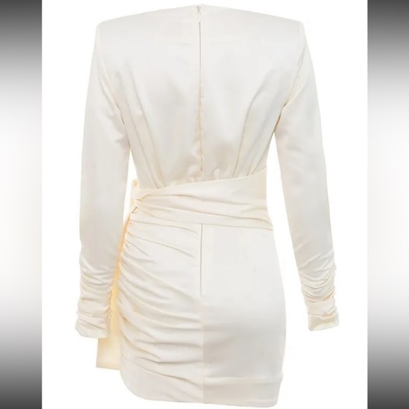HOUSE OF CB 'Loana' Ivory Draped Satin Dress NWOT - Picture 11 of 14